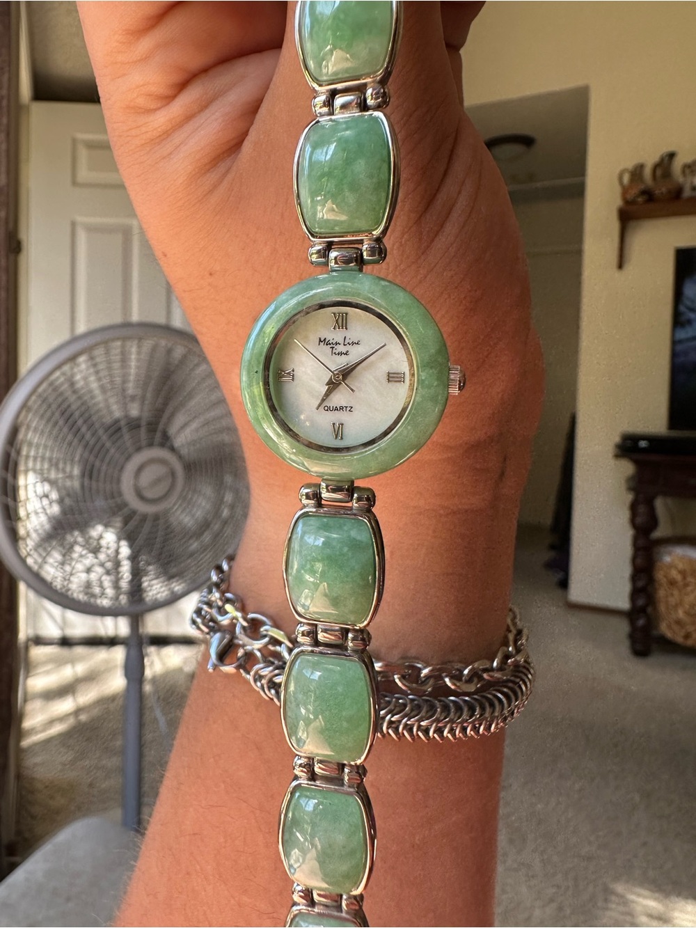 Main Line Time Quartz Jade Watch Crystal Watch
